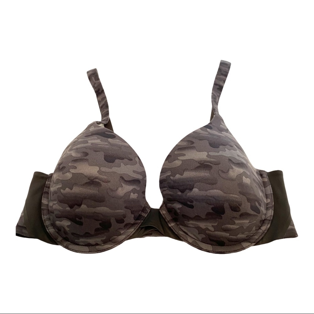 Spanx pillow cup gray camo bra 34C